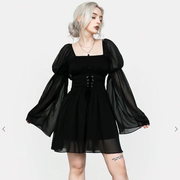 *NEW W/ TAGS* Disturbia: Bonnie Sheer Lace Up Mini Dress (Size US 8/UK 14) - Picture 10 of 10